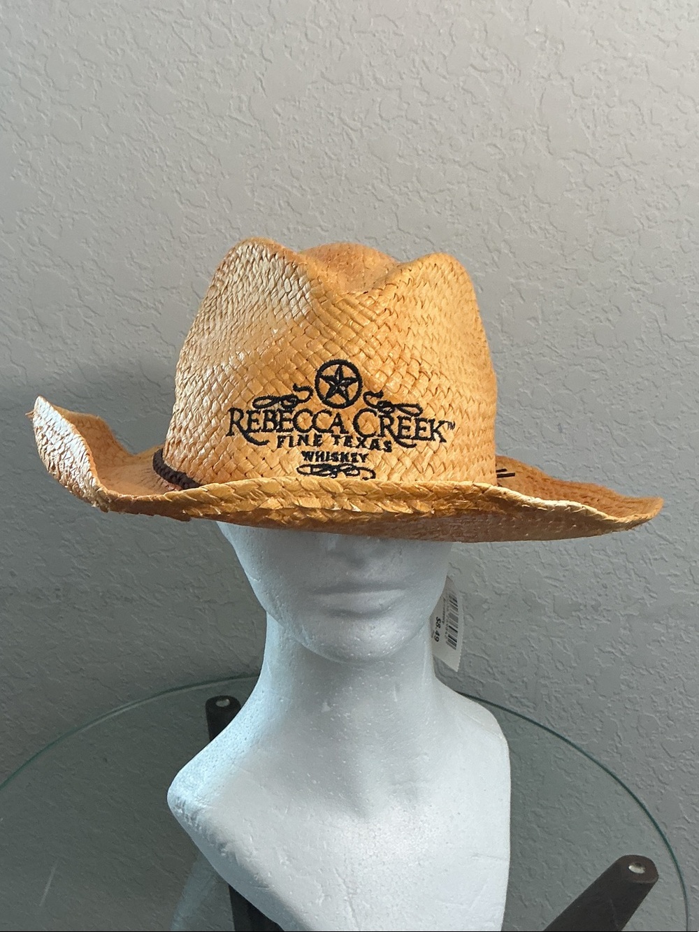 🤠 Rebecca Creek Fine Texas Whiskey Promo Woven Straw Cowboy Hat 🤠